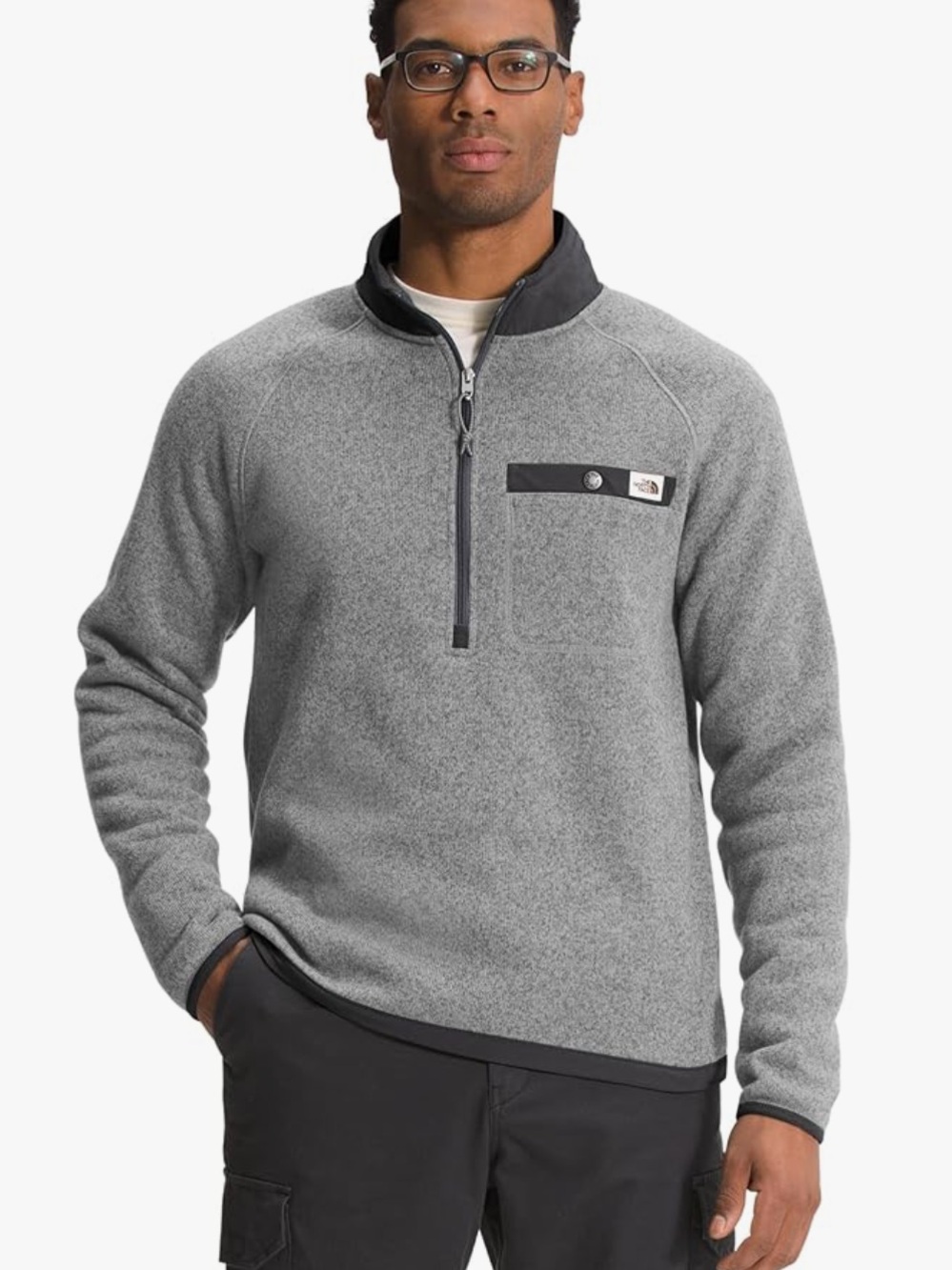 The North Face Gordon Lyons Heather Gray Quarter Zip Fleece Pullover